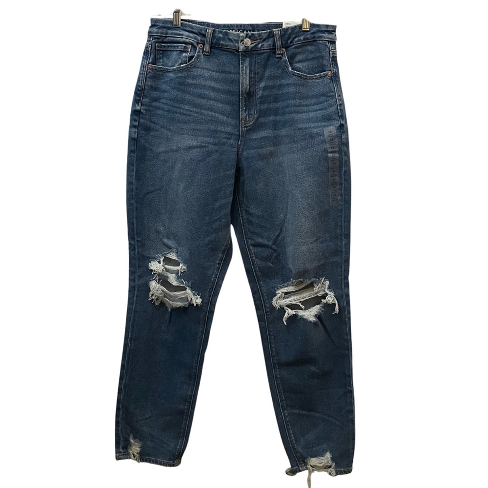 American Eagle Curvy Mom Jeans Size 12 High-Rise Ripped Stretched Denim